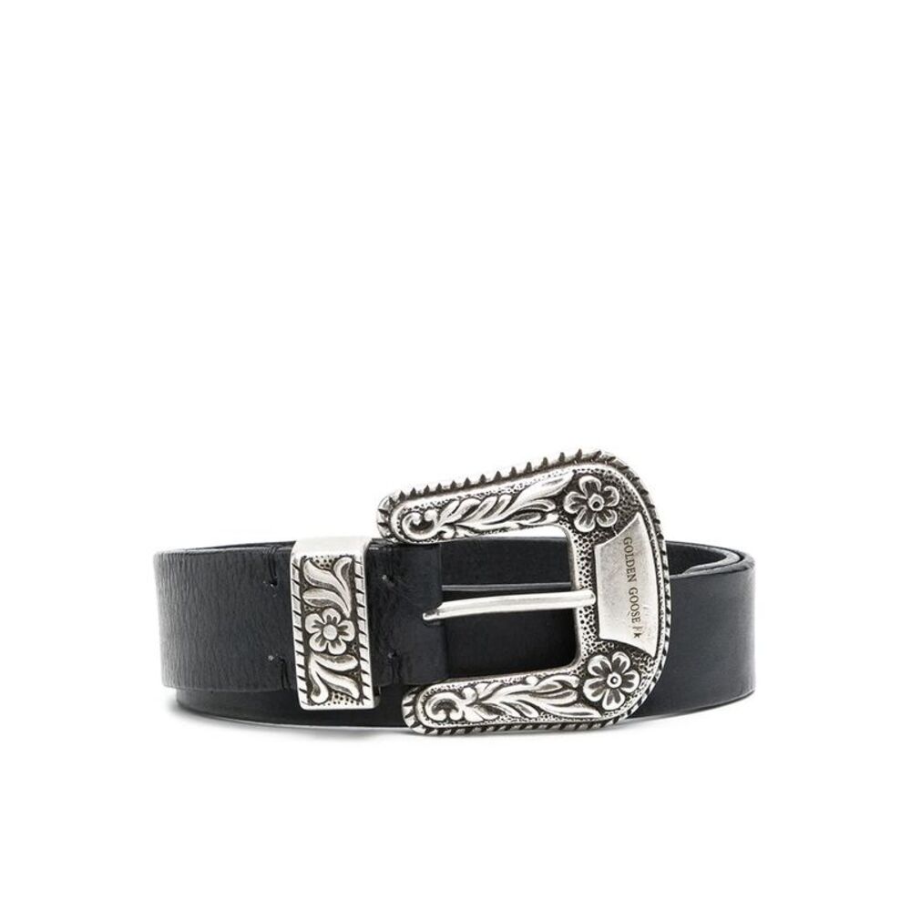 Golden Goose Deluxe Brand Women Leather Belt With Engraved Western Buckle